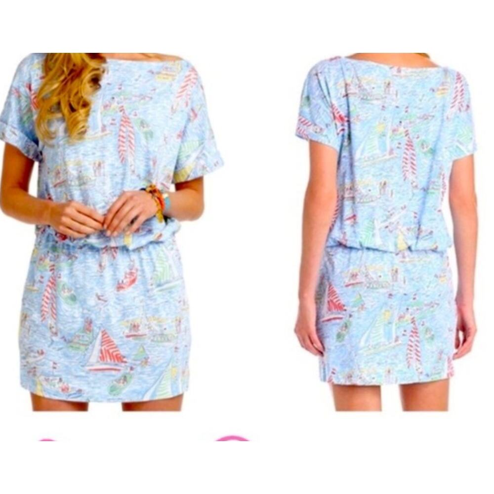 Lilly Pulitzer XS Carmine Dress in the "Get Nauti" Sailboat Print